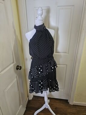 Betsey Johnson Black Dress with White Polka Dots